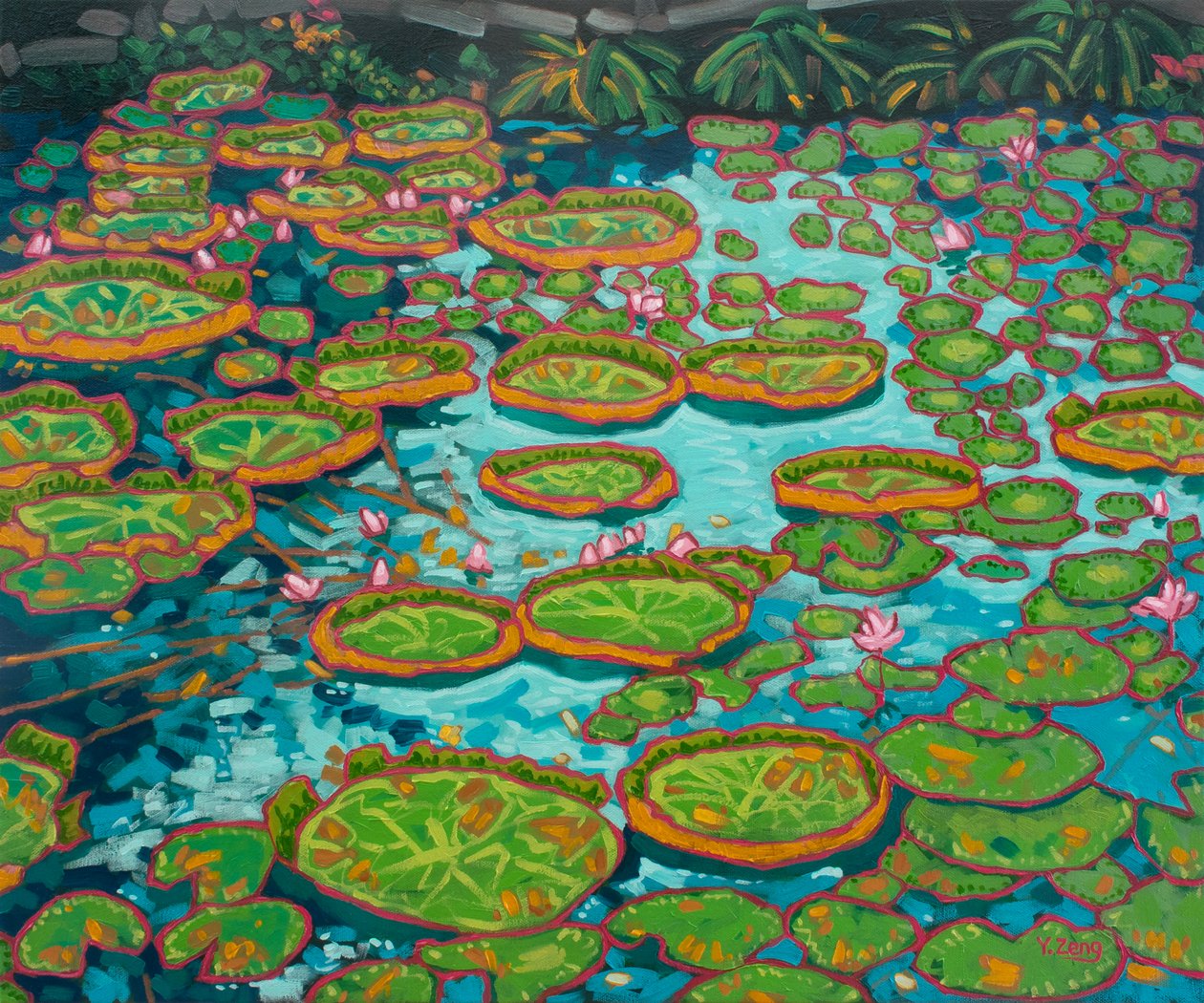 Nenúfar no lago azul, 2023 (óleo sobre tela) de Yue Zeng