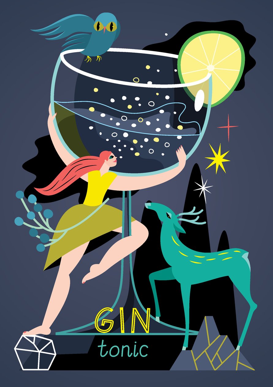 Gin Tónico, 2017 (ilustração vetorial) de Yulia Drobova