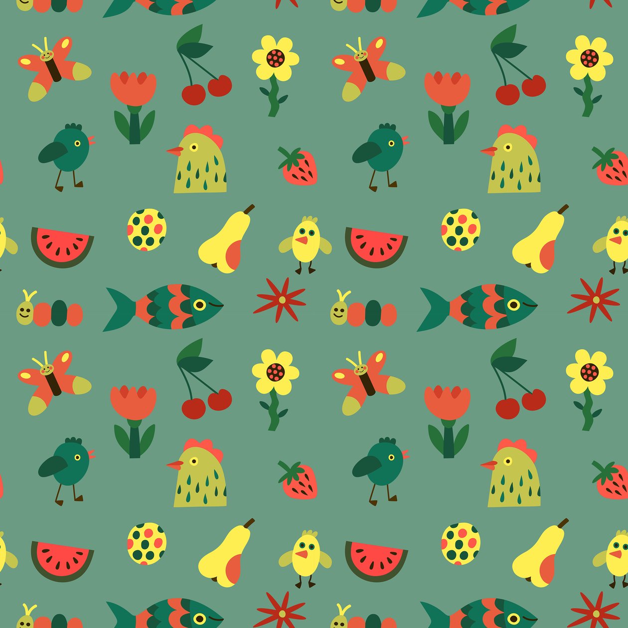 Padrão sem costuras, 2018 (gráfico vetorial) de Yulia Drobova