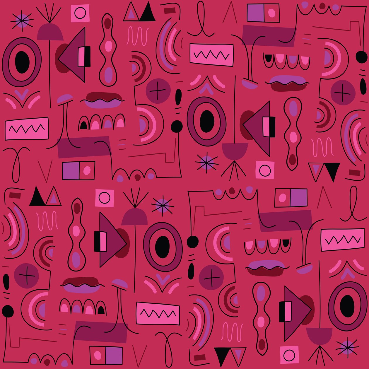 Padrão sem costuras, 2018, gráfico vetorial de Yulia Drobova