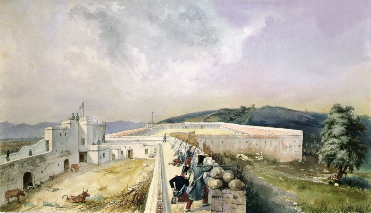 Vista de uma fazenda experimental na periferia de Argel, c.1830-31 (aquarela sobre papel) de Yung Yung