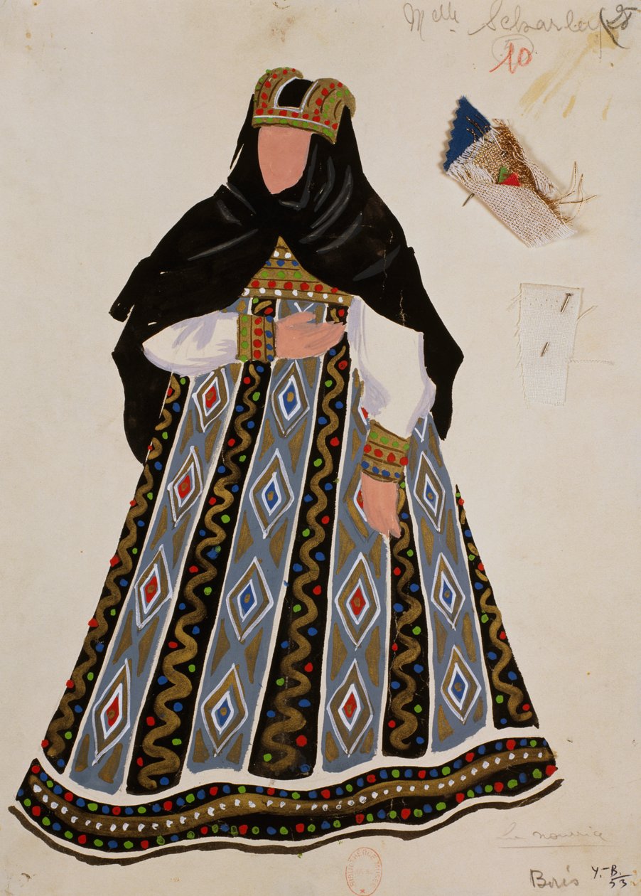 Fato para a personagem de enfermeira em "Boris Godunov" de Modest Mussorgsky de Yves Bonnat