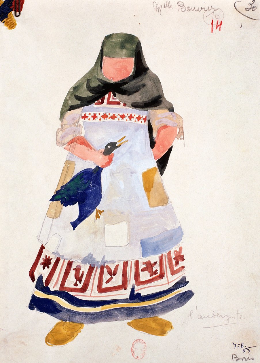 Esboço do traje da mulher do estalajadeiro em "Boris Godunov" de Modest Petrovic Musorgskij de Yves Bonnat
