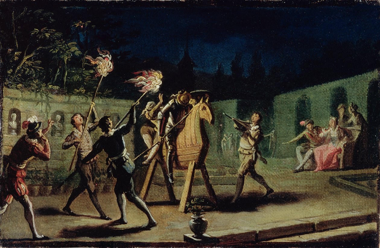 Don Quixote e Sancho Pança montando Clavileno (par de 82435) de Zacarias Gonzalez Velazquez