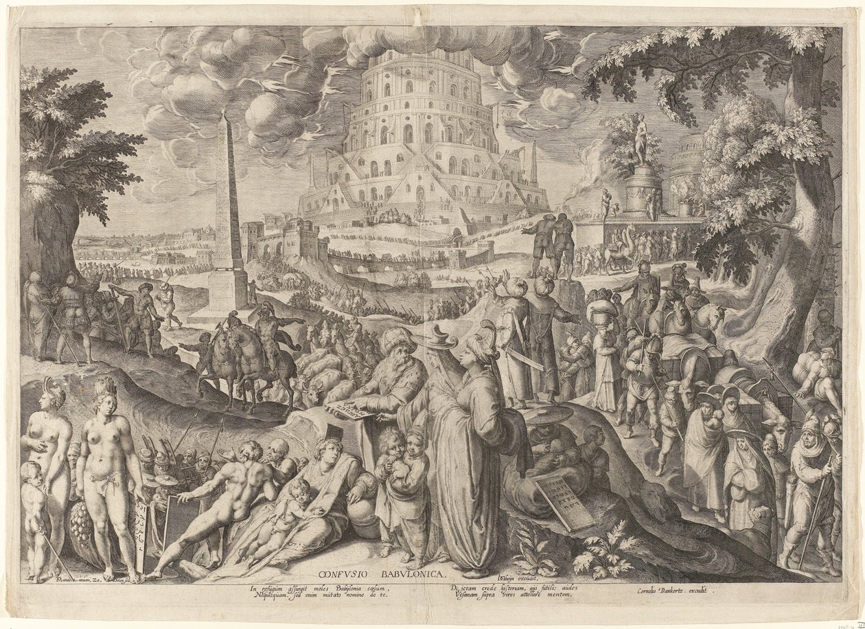 confusão babilónica de línguas
Confvsio Babvlonica (título sobre o objecto) de Zacharias Dolendo