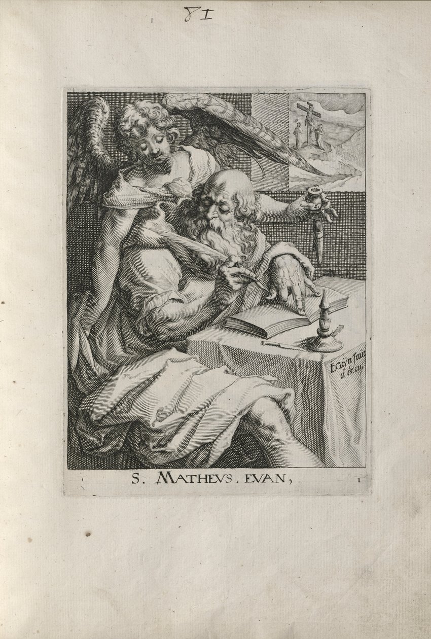 São Mateus, placa 1 de Os Quatro Evangelistas de Zacharias Dolendo