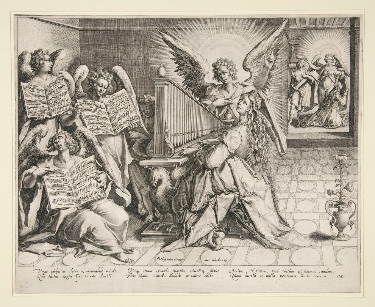 Santa Cecília tocando órgão de Zacharias Dolendo