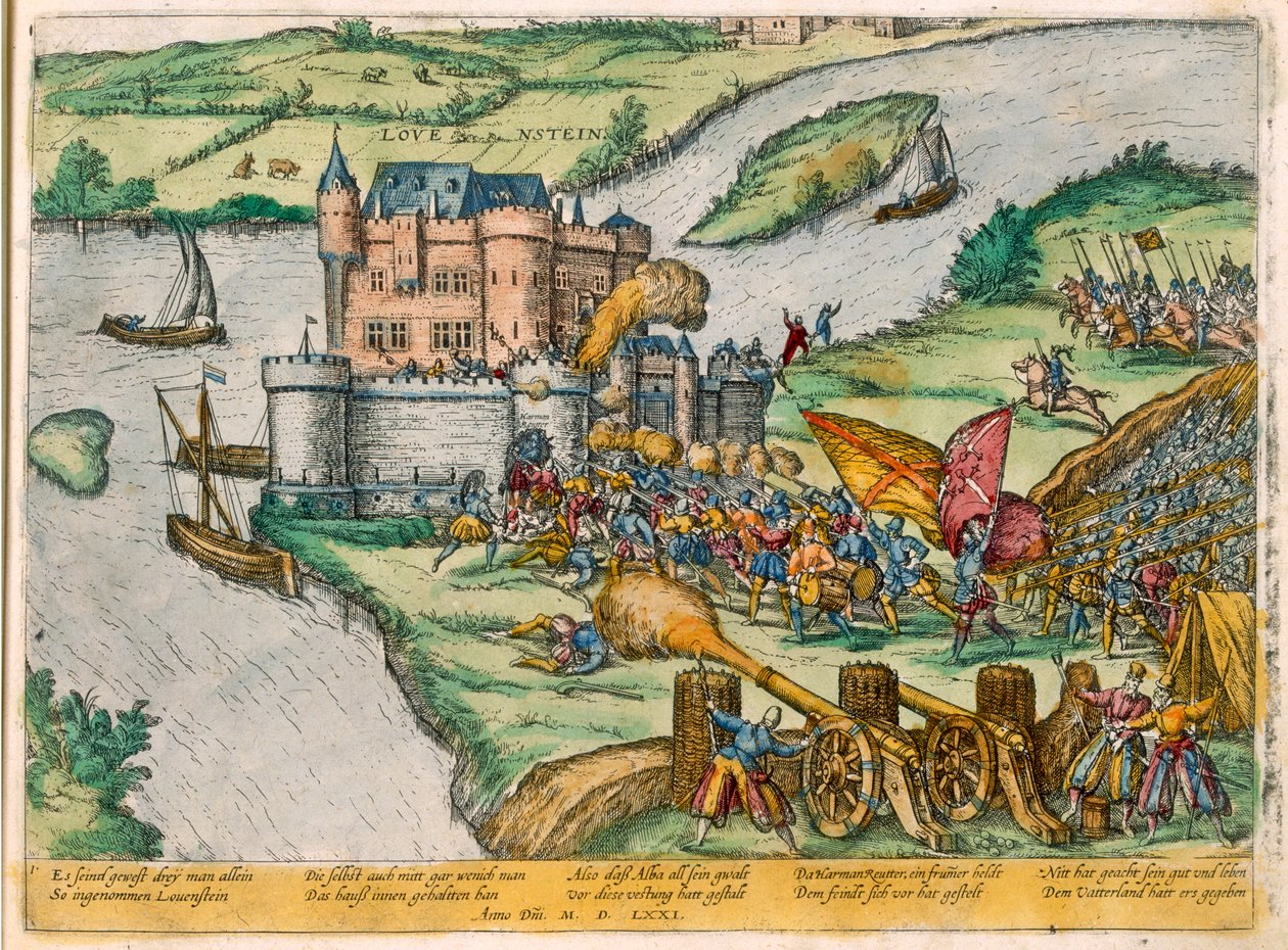 O cerco de Louvain e o heroísmo de Harman Reuter contra as forças espanholas, 1571 de Zacharias Dolendo