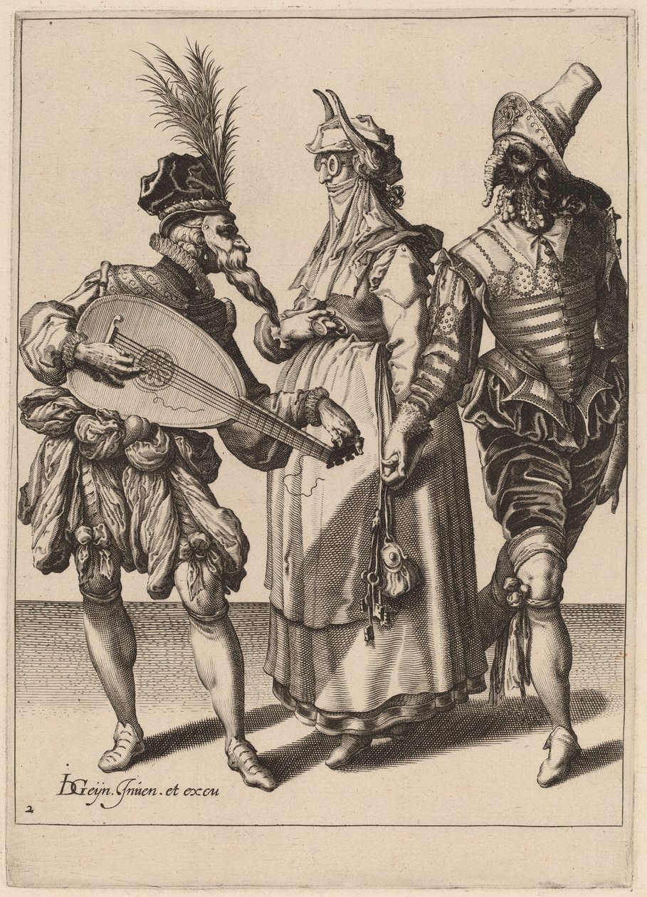 Um casal abordado por um tocador de alaúde de Zacharias Dolendo after Jacques de Gheyn II