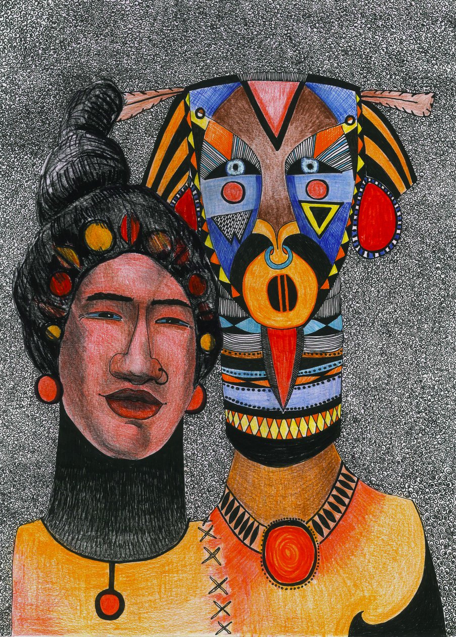 Together-forever, 2012 (caneta, tinta e lápis de cor no papel) de Zanara Sabina Nedelcheva Williams