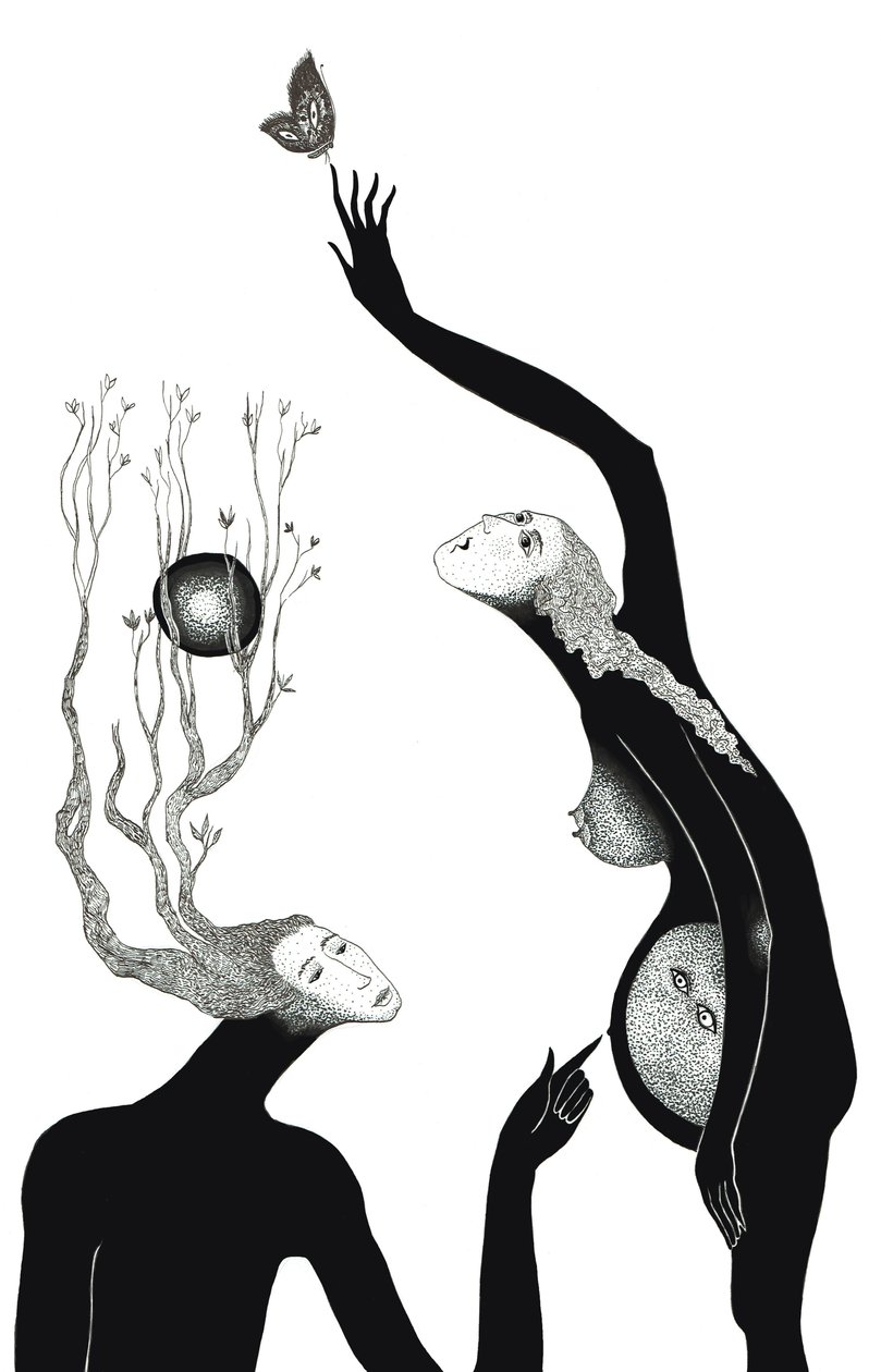Nova vida, 2019 (desenho a tinta no papel) de Sabina Nedelcheva Williams