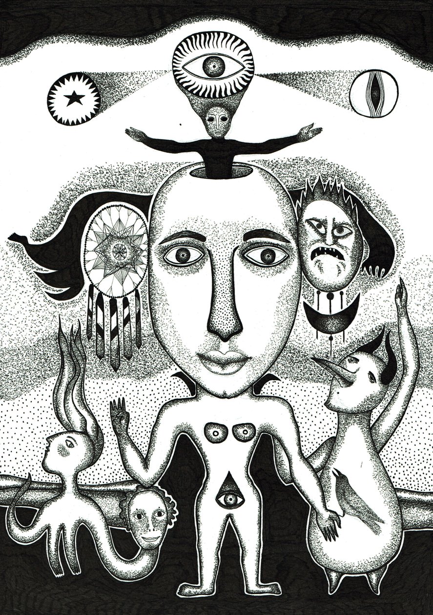 Ritual, 2018 (desenho a tinta sobre papel) de Sabina Nedelcheva Williams