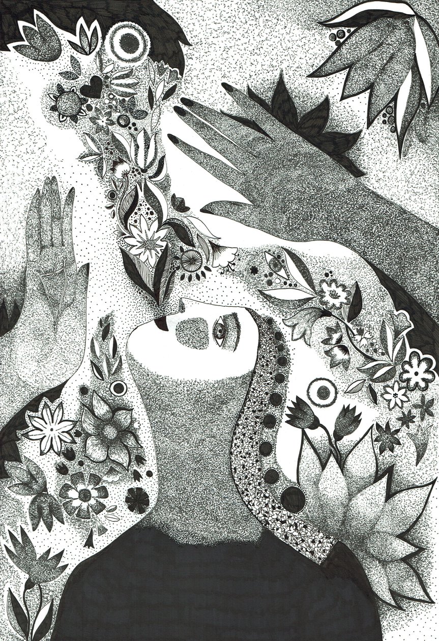 Soul Flowers, 2019 (desenho a tinta no papel) de Sabina Nedelcheva Williams