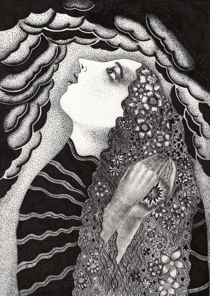 A estrela, 2018 (desenho a tinta sobre papel) de Sabina Nedelcheva Williams