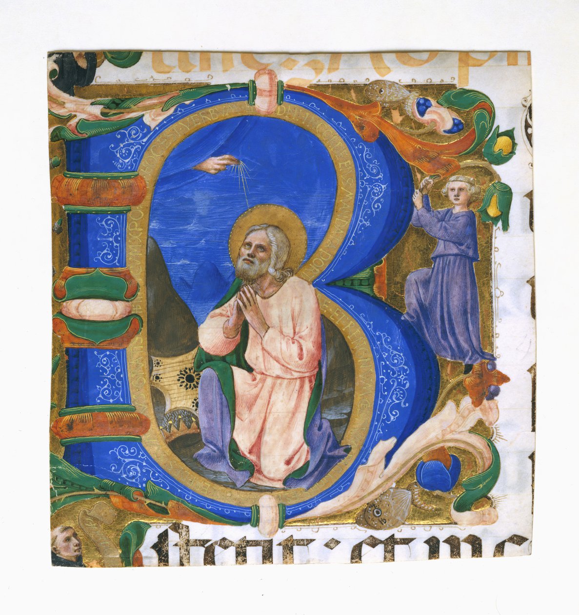Rei Davi em Oração em uma Inicial B, ca. 1450 de Zanobi di Benedetto Strozzi