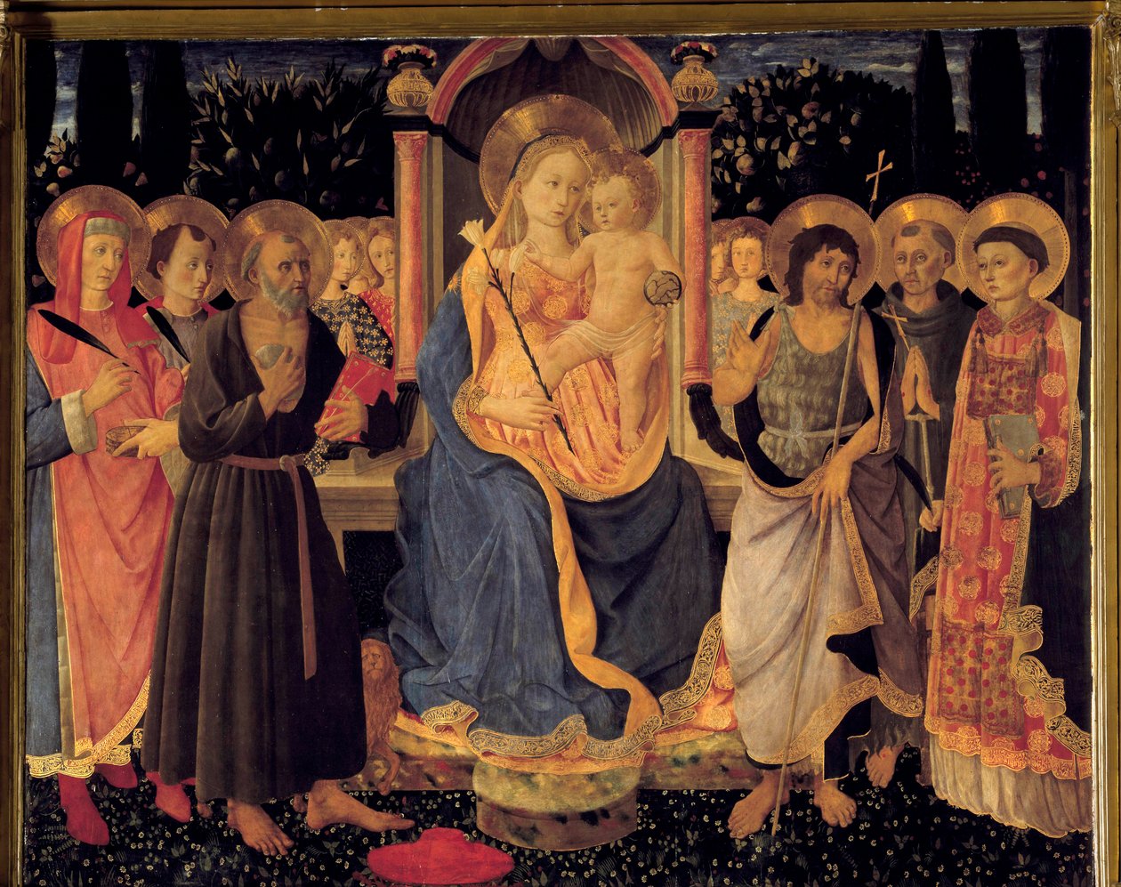O retábulo de São Jerônimo A Virgem com o Menino, c, 1460 (pintura) de Zanobi di Benedetto Strozzi