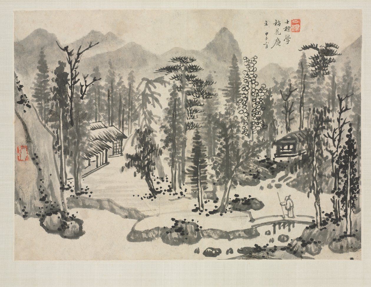 Álbum de paisagem em vários estilos: paisagem após Wu Zhen de Zha Shibiao