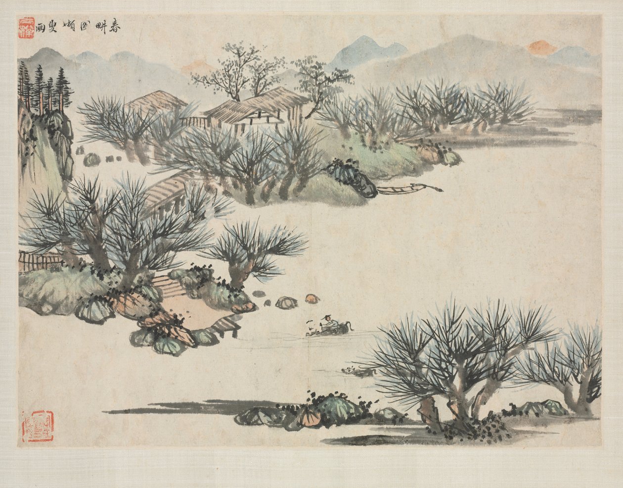 Álbum de paisagem em vários estilos: Spring Plowing de Zha Shibiao