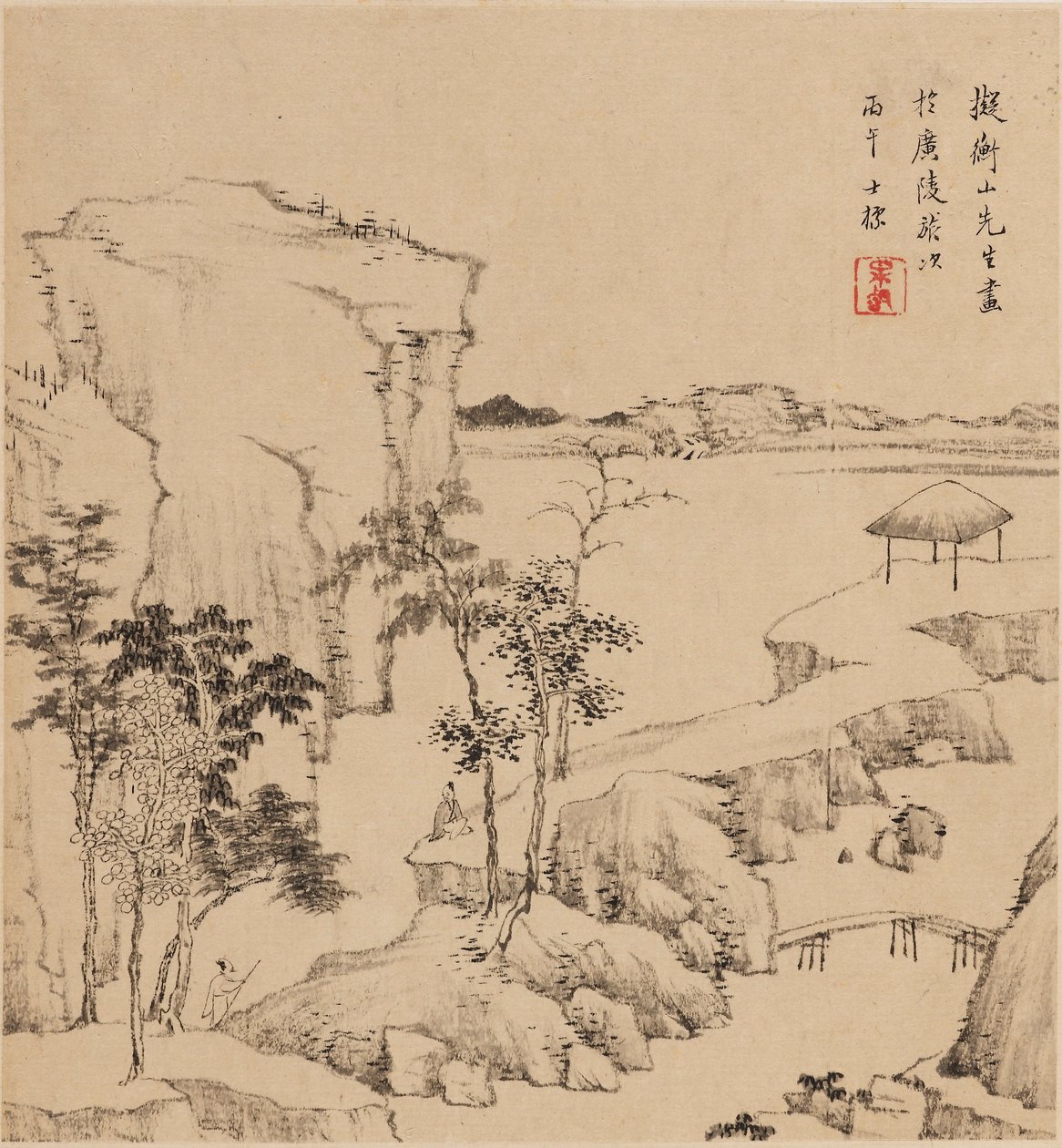 Paisagem do rio, 1666 de Zha Shibiao