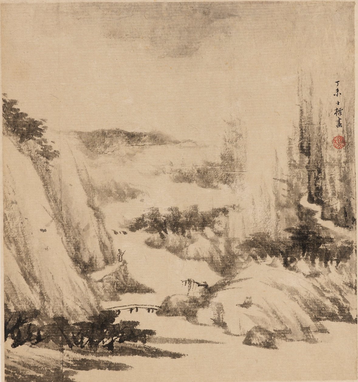 Paisagem fluvial, 1667 de Zha Shibiao