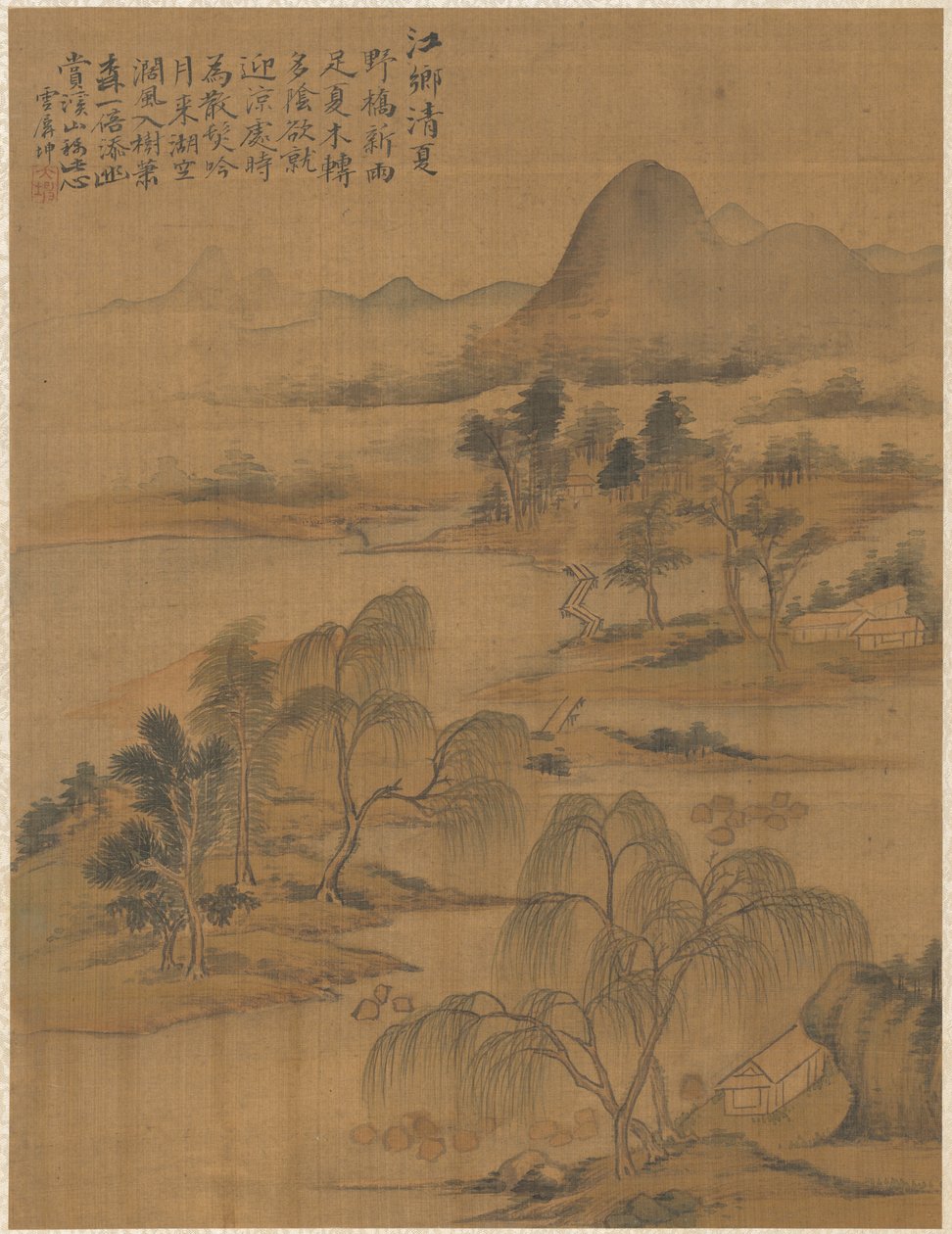 Aldeia do rio no alto verão, 1775. de Zhai Dakun