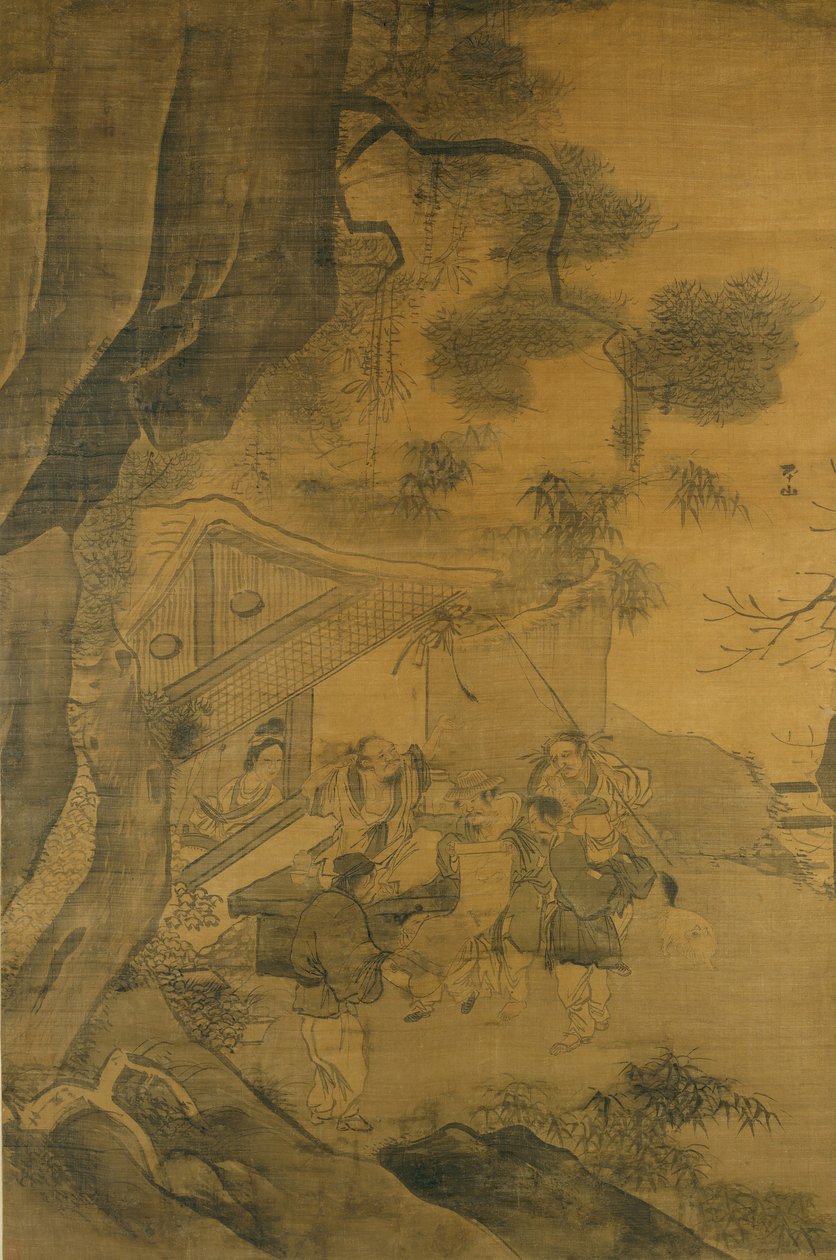 Estudando uma pintura, século XVI. de Zhang Lu