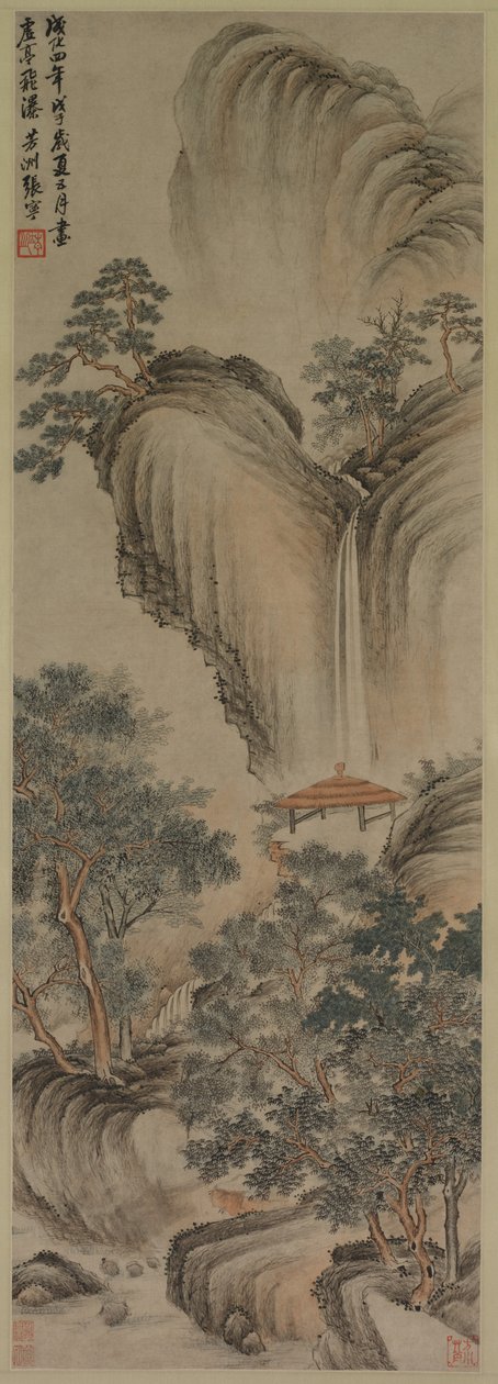Árvore vazia e cachoeira rápida, 1468. de Zhang Ning