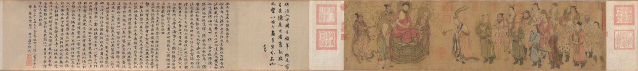 Realeza bárbara adorando o Buda, 900s. de Zhao Guangfu