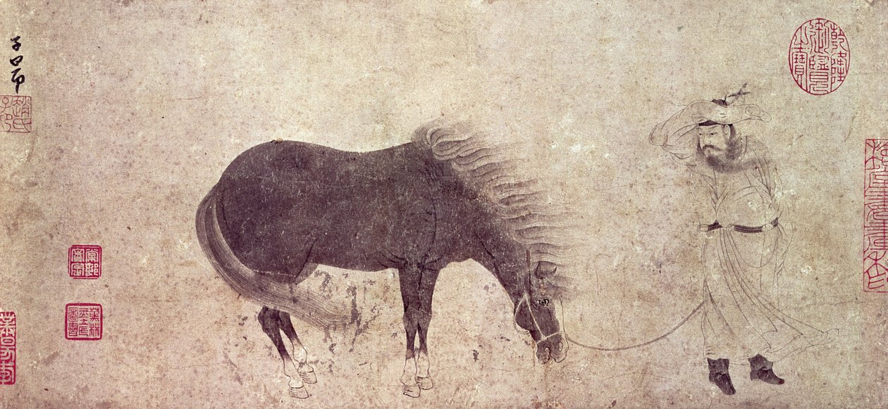 Cavalo e noivo no inverno (tinta no papel) de Zhao Mengfu Chao Meng Fu or
