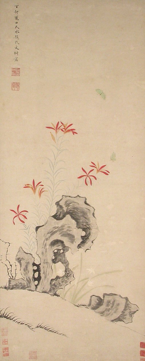 Rock, Tiger Lily and Orchid, datada de 1627. de Zhao Wenchu