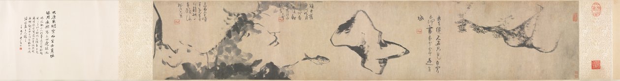 Peixes e Rochas, de meados a finais de 1600 (tinta no papel) de Bada Shanren