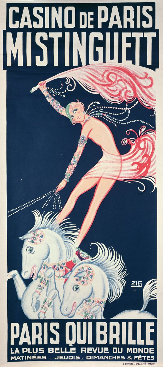 Cartaz publicitário Mistinguett (1875-1956) no Casino de Paris de Zig