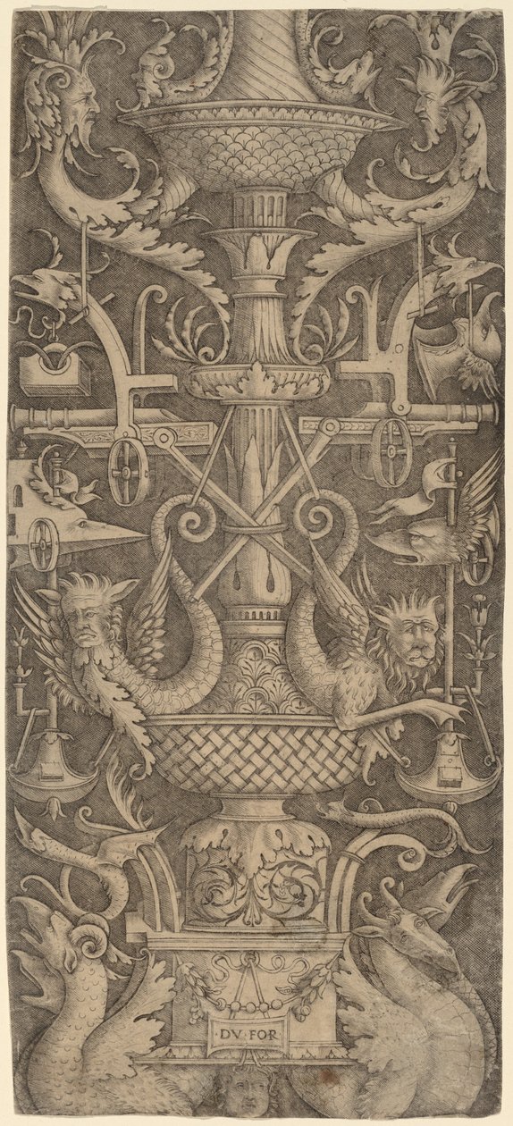 Painel de Ornamentos com Dragões, Máscaras e Instrumentos de Guerra, c. 1505. de Zoan Andrea