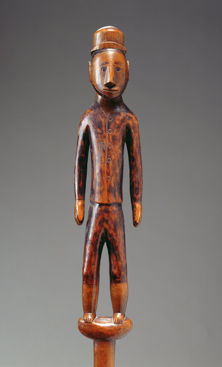 Cajado com uma figura esculpida (madeira) de Zulu