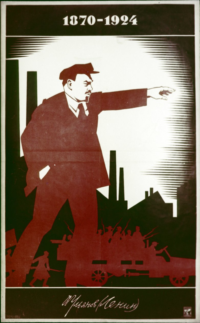 Um Cartaz Soviético Comemorando V, I, Lenin de A, Strakhov de Frederick (attr. to) Barnard