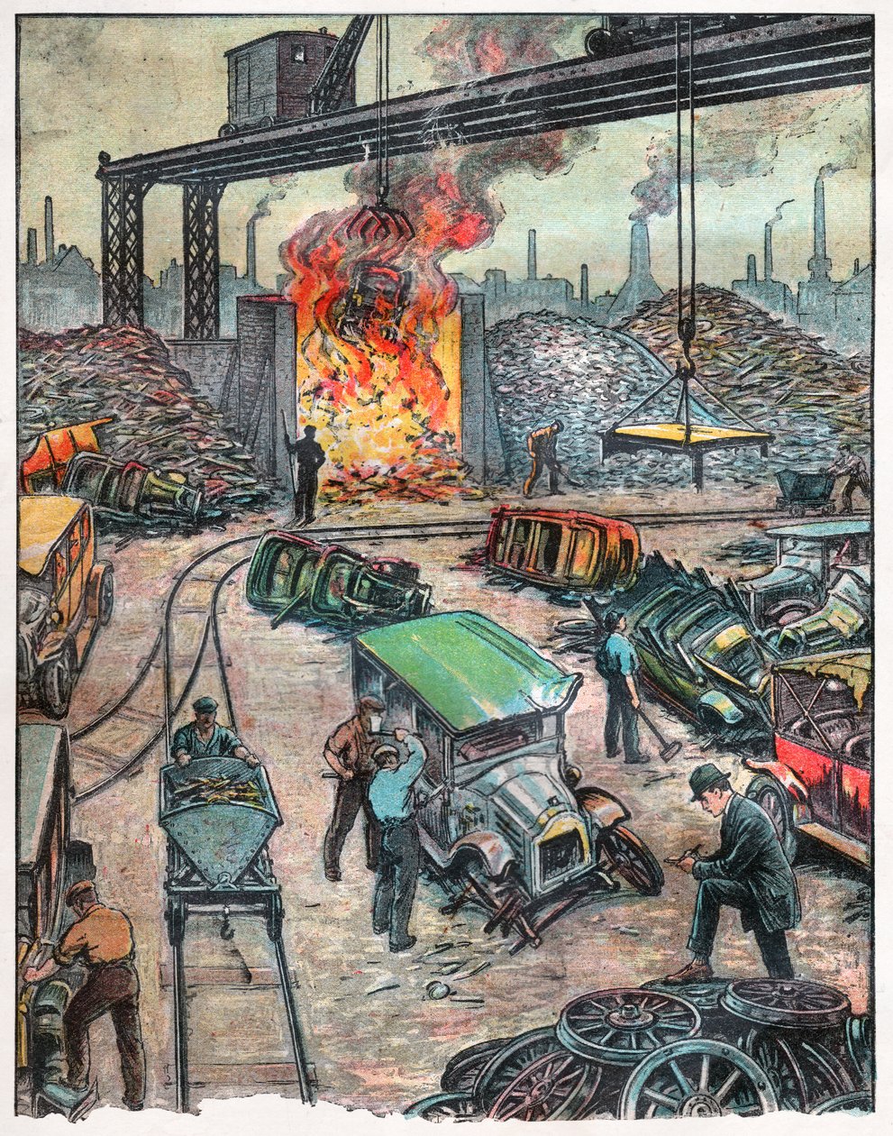 Uma descarga de carro nos EUA. 1924 (ilustração) de . .