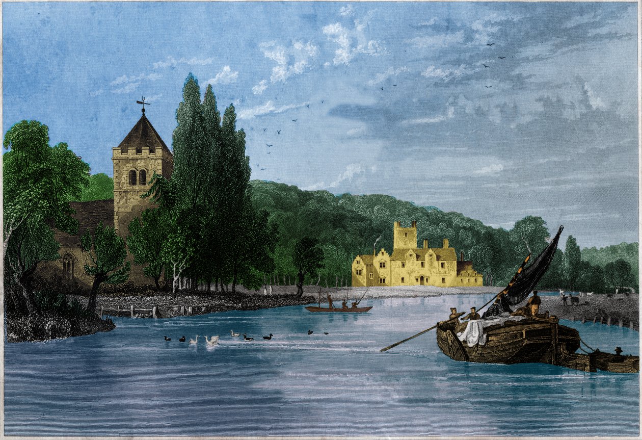Abadia de Bisham, Comenda dos Templários, Conde de Berkshire. ca 1850 (Gravura) de . .