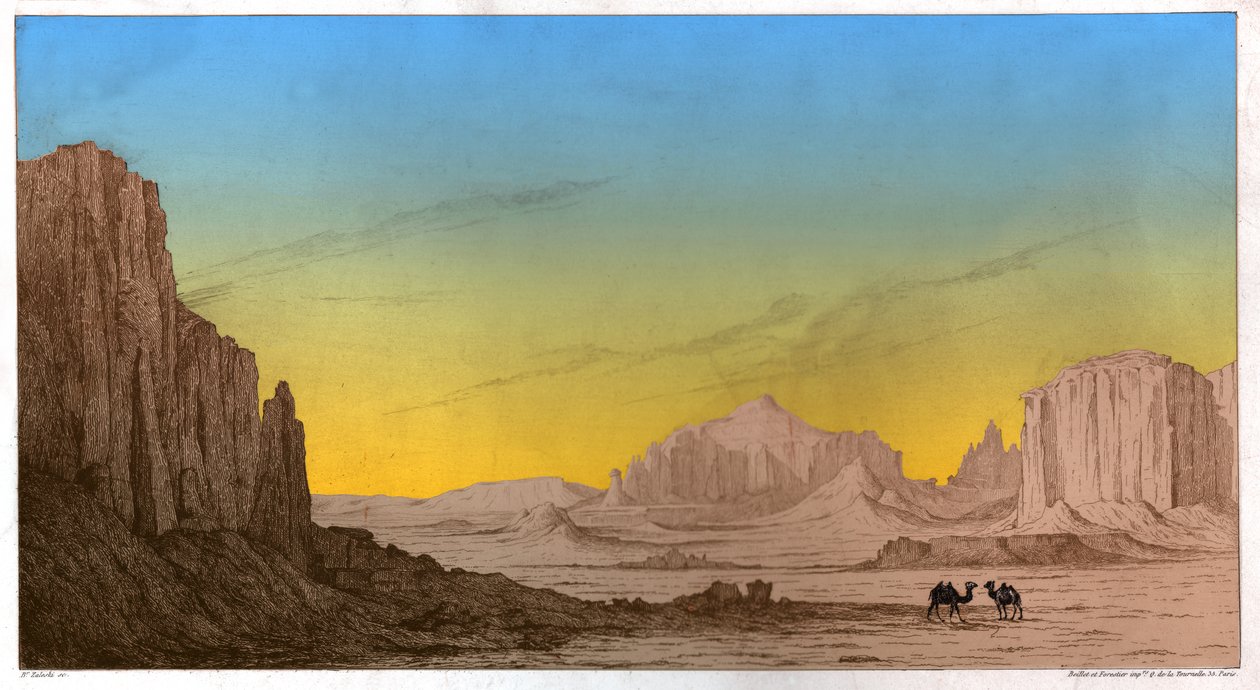 Montanhas Aktau, por volta de 1850 (gravura) de . .