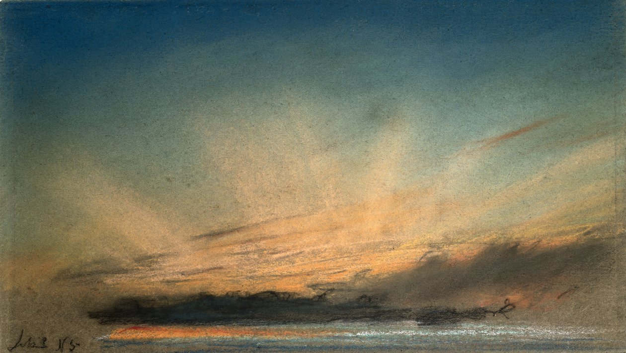 Afterglow âmbar com raios crepusculares, Setembro de 1885 de Frederick (attr. to) Barnard