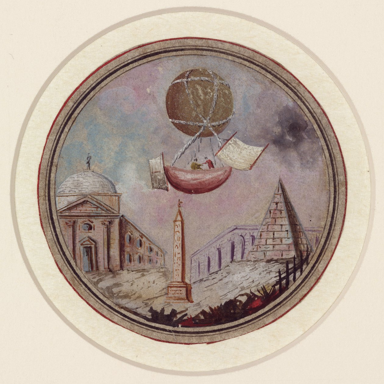 Um desastre de balonismo precoce, c 1785 de Frederick (attr. to) Barnard
