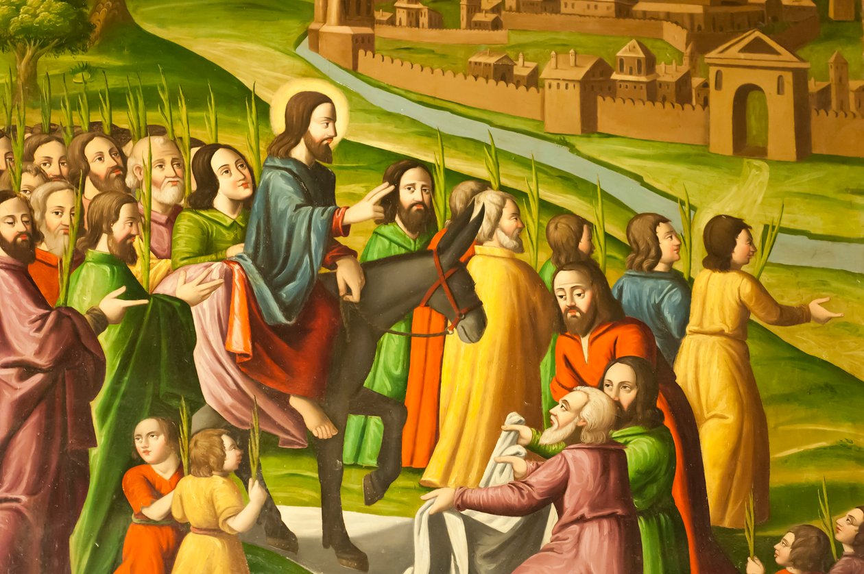 Igreja Apostólica Armênia; Mural; cena do Novo Testamento; entrada em Jerusalém; Catedral Vank; Jolfa ou Nova Julfa; Isfahan; Irã; Ásia de Frederick (attr. to) Barnard