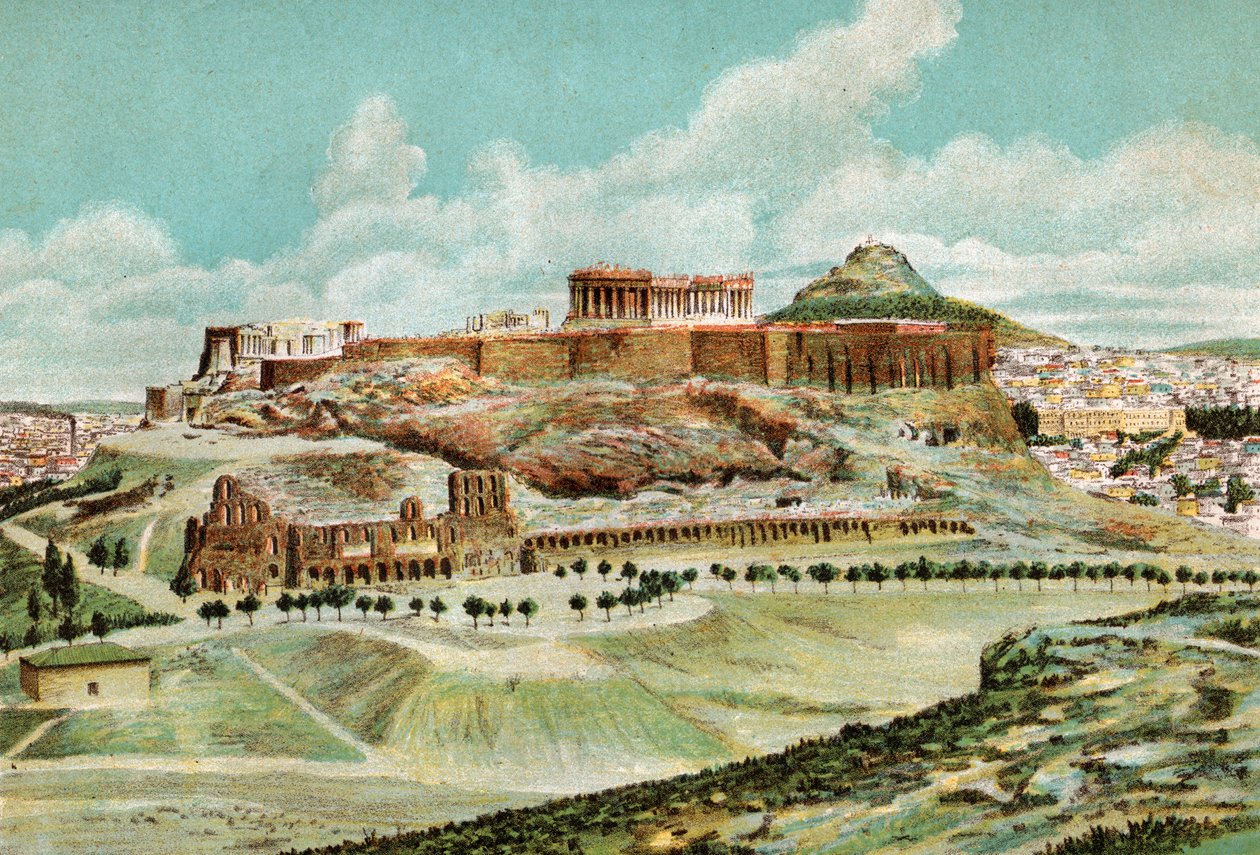 Atenas, cerca de 1920 (litografia) de . .