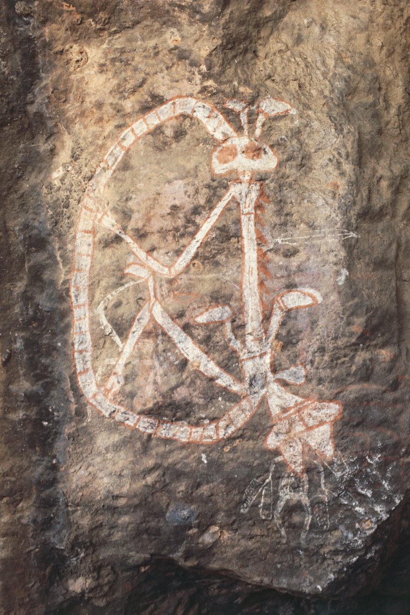Austrália, Território do Norte, Arnhem Land, Parque Nacional Kakadu, Nourlangie Rock, pinturas rupestres aborígines de Isabel Redie