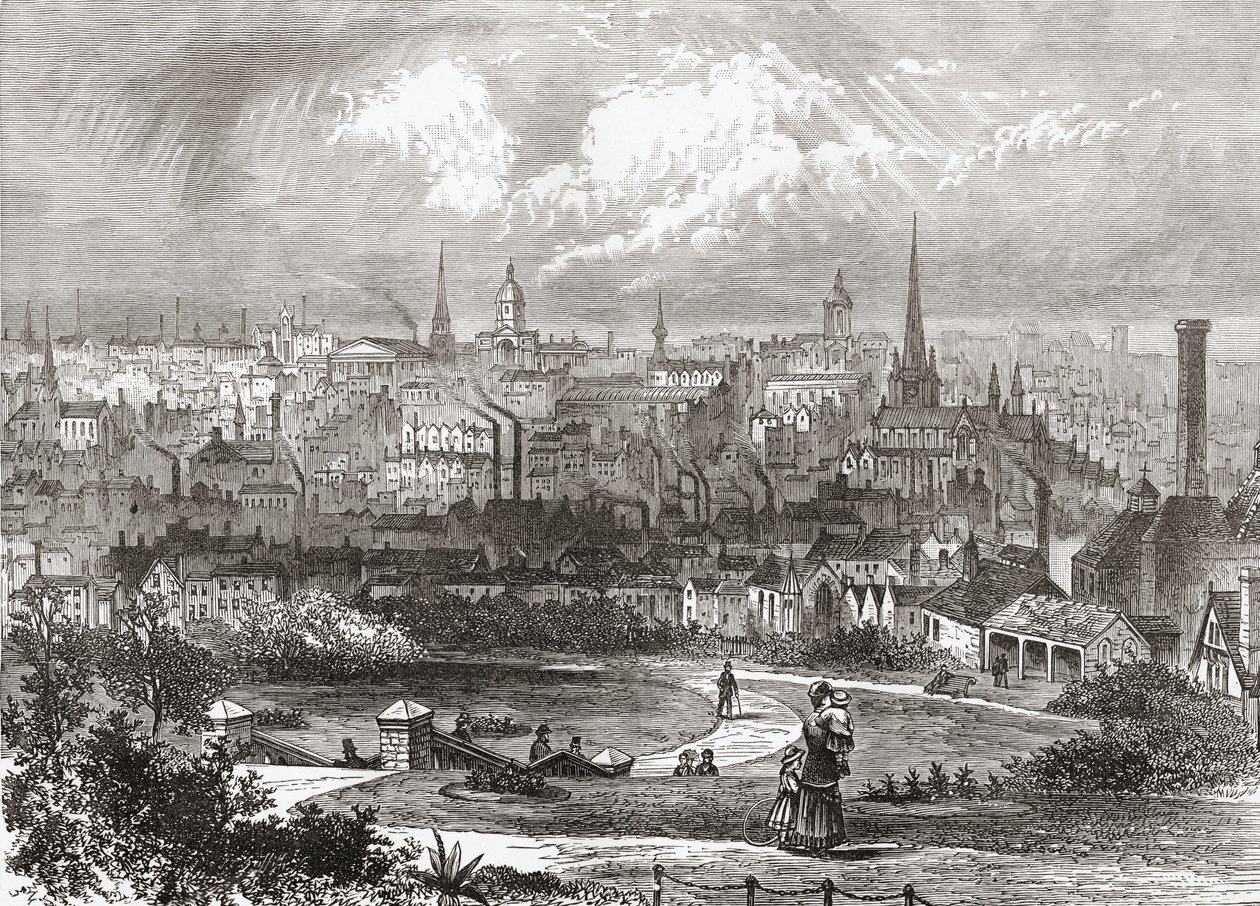 Birmingham, West Midlands, Inglaterra no final do século XIX, do Nosso Próprio País, publicado em 1898 de Ferdinand Georg Waldmuller