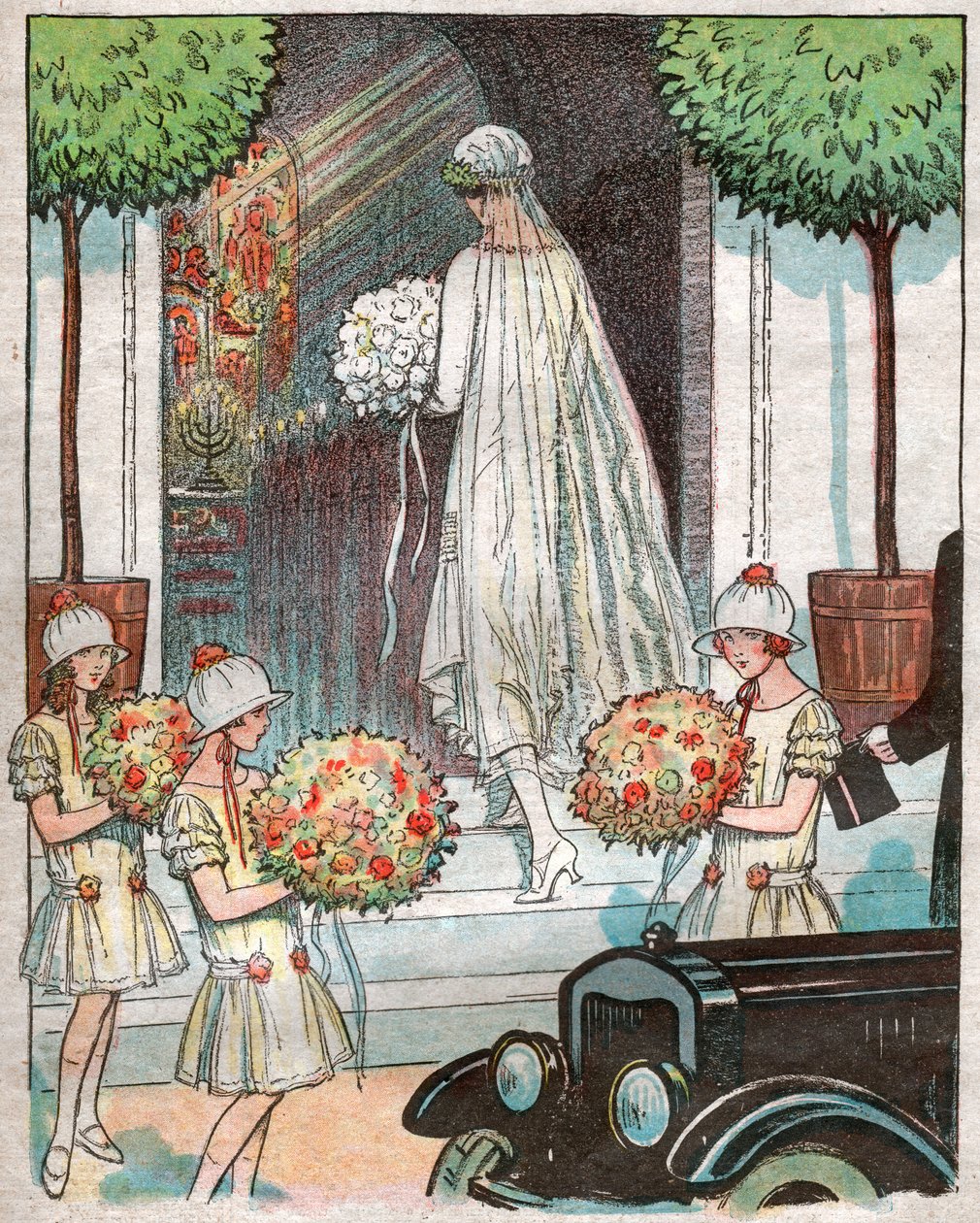 A noiva a entrar na igreja. 1925 (Ilustração) de . .