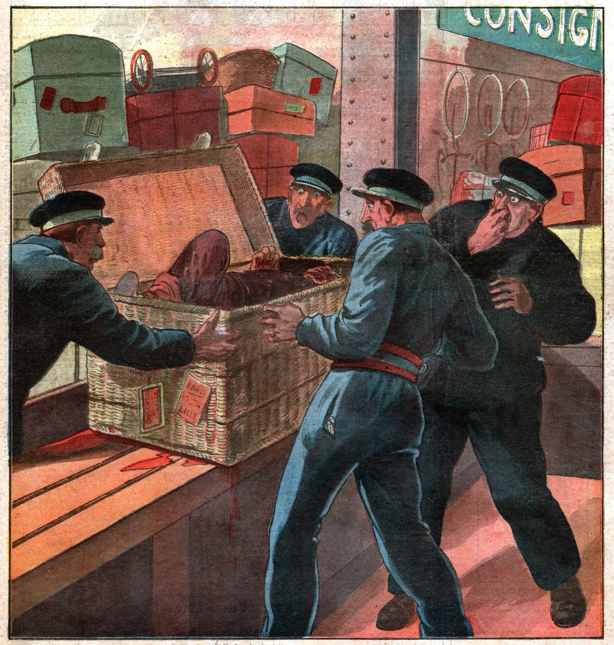 Cadavre dans une malle. Cadáver num baú. de Ferdinand Georg Waldmuller
