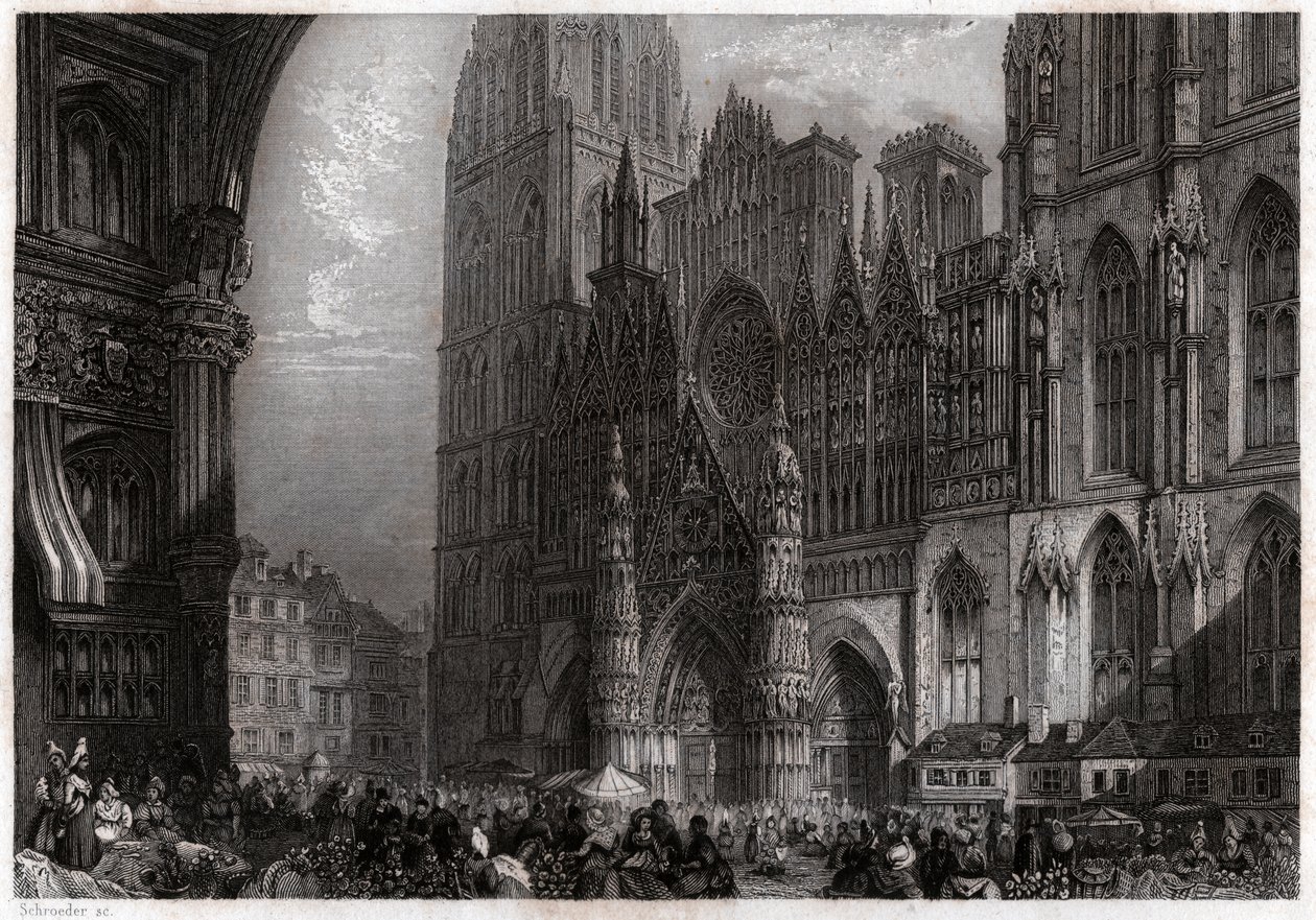 Cathedrale de Rouen, cerca de 1850 (gravura) de . .