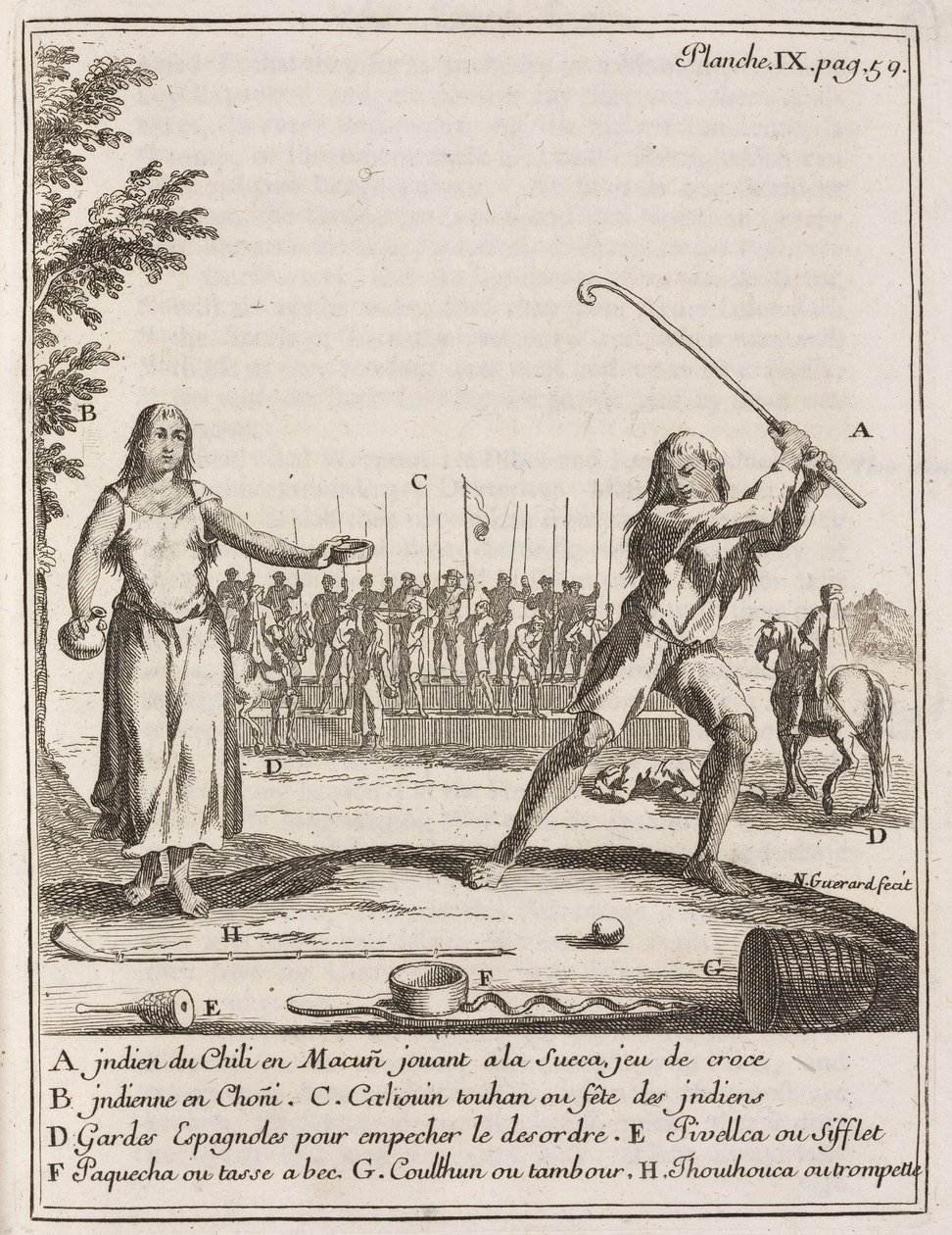 Índio chileno jogando um tipo de hóquei de Frederick (attr. to) Barnard