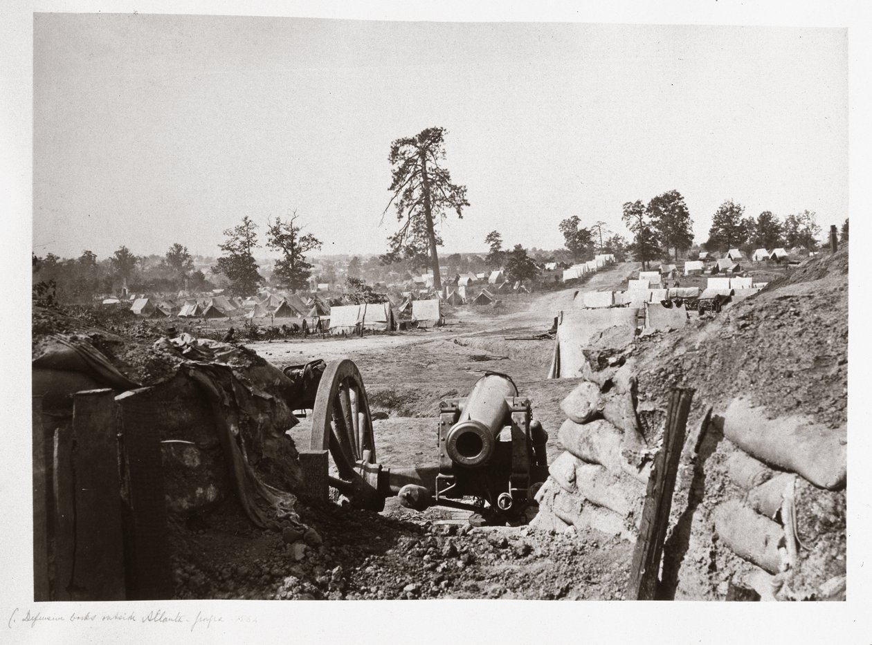 Fortificações confederadas em frente a Atlanta, Geórgia, EUA de Ferdinand Georg Waldmuller