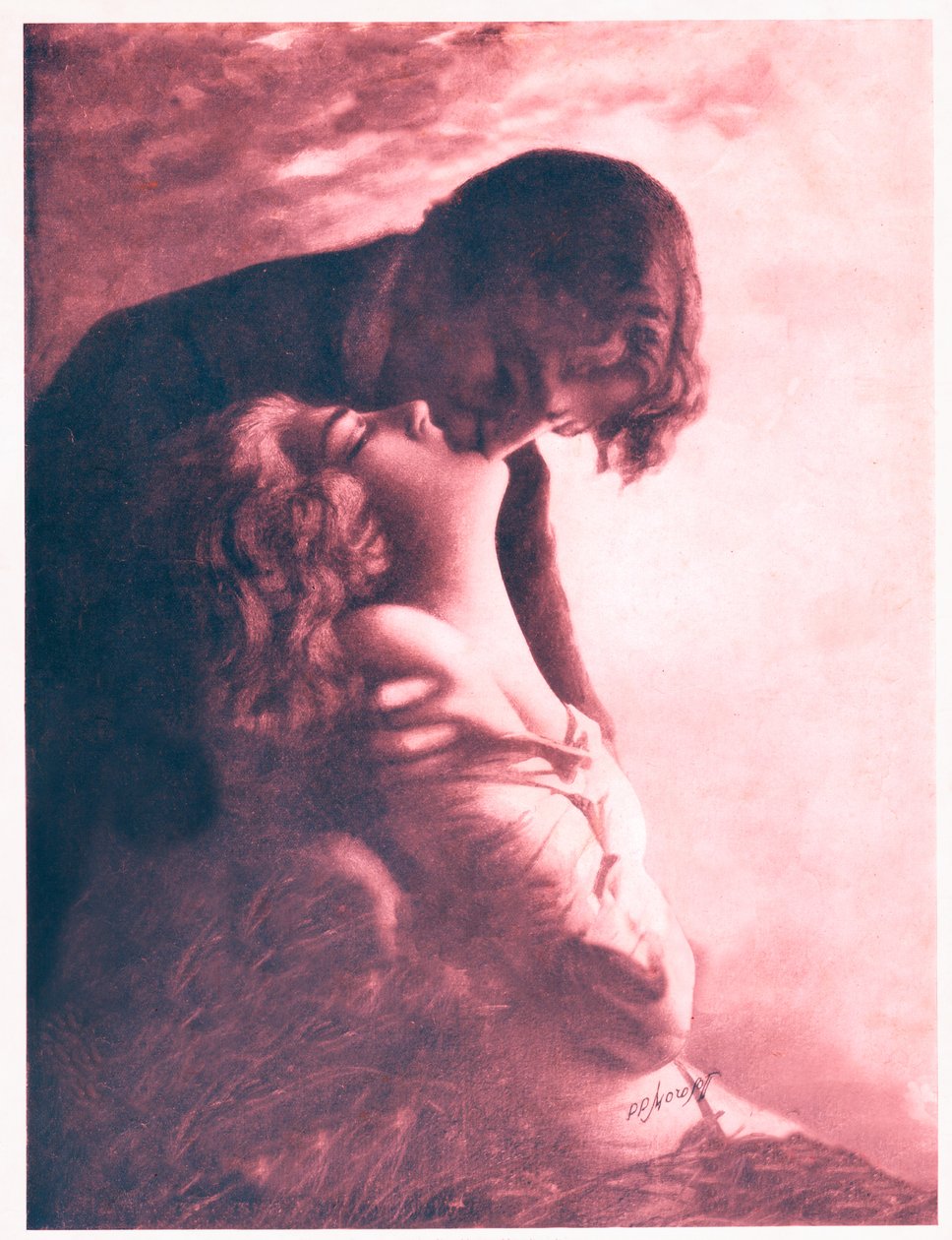 Casal se beijando. por volta de 1920 (ilustração) de . .